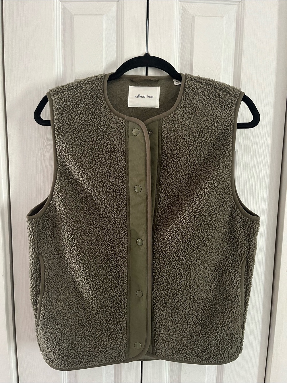 Wilfred Olive green Sherpa Snap-Front Vest Sz XS